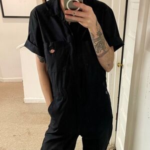 Black Dickies coverall with hand sewn patch detail